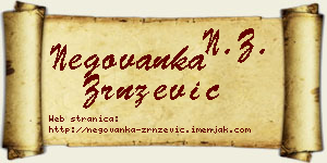 Negovanka Zrnzević vizit kartica